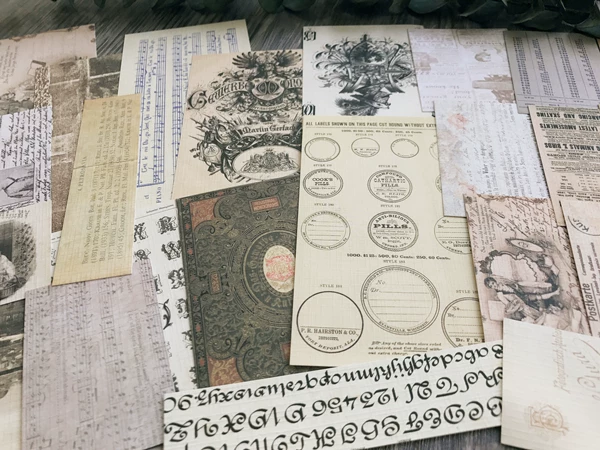 Vintage Junk Journal Ephemera Paper Pack, Textured Old Newspaper Poster Pages for TN Planners & Scrapbooking DIY Crafts