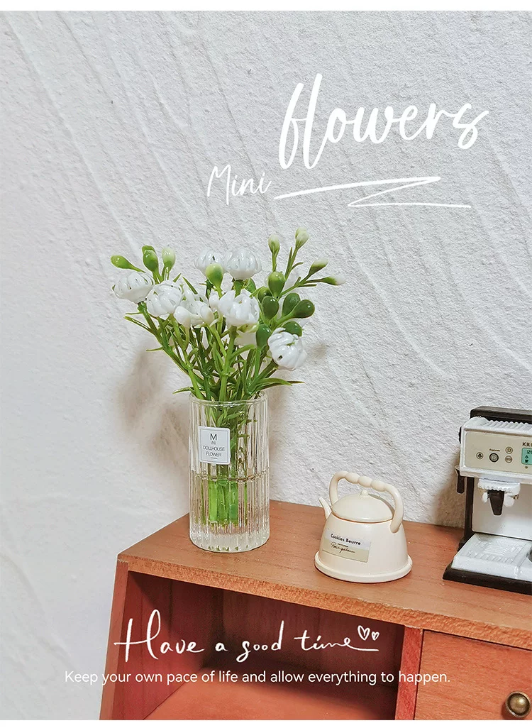 1:12 Scale Dollhouse Miniature Flower Bouquet Mini Table Potted Plant Decor