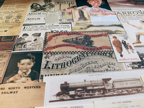 Vintage Junk Journal Ephemera Paper Pack, Textured Old Newspaper Poster Pages for TN Planners & Scrapbooking DIY Crafts