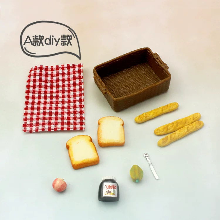 Miniature Dollhouse Bread Basket Set, 1:12 Scale Resin Mini Food Bakery Props for DIY Crafts, Kitchen Scene Decor & Micro Landscape