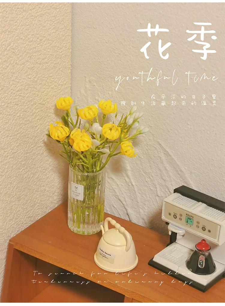 1:12 Scale Dollhouse Miniature Flower Bouquet Mini Table Potted Plant Decor