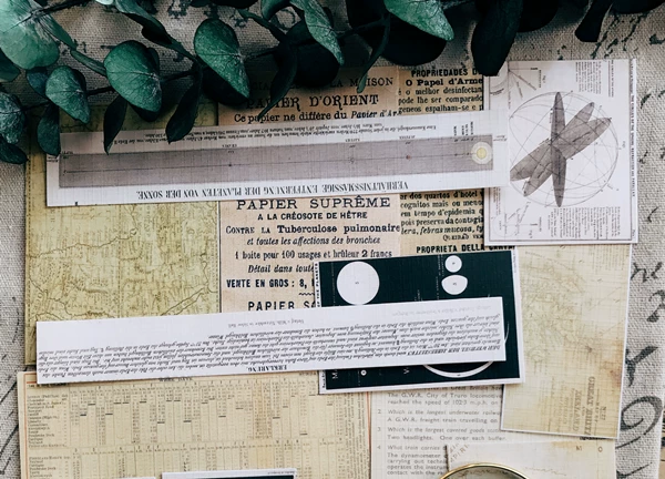 Vintage Junk Journal Ephemera Paper Pack, Textured Old Newspaper Poster Pages for TN Planners & Scrapbooking DIY Crafts