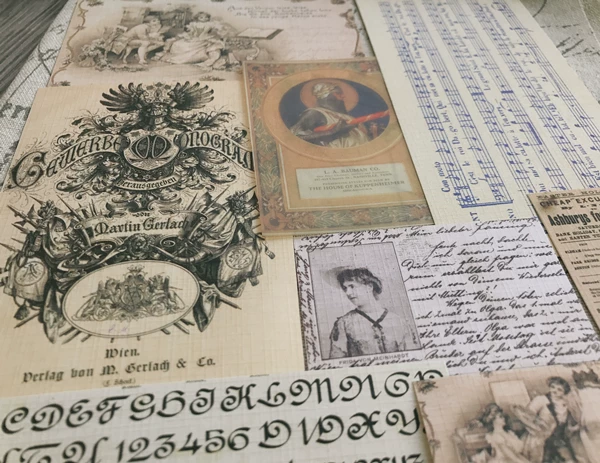 Vintage Junk Journal Ephemera Paper Pack, Textured Old Newspaper Poster Pages for TN Planners & Scrapbooking DIY Crafts