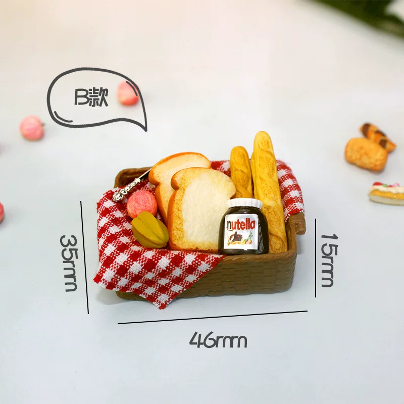 Miniature Dollhouse Bread Basket Set, 1:12 Scale Resin Mini Food Bakery Props for DIY Crafts, Kitchen Scene Decor & Micro Landscape