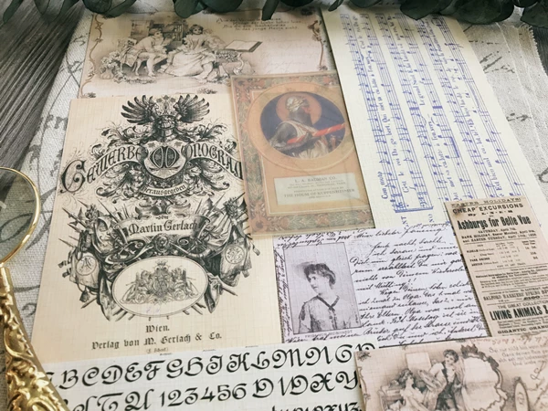 Vintage Junk Journal Ephemera Paper Pack, Textured Old Newspaper Poster Pages for TN Planners & Scrapbooking DIY Crafts