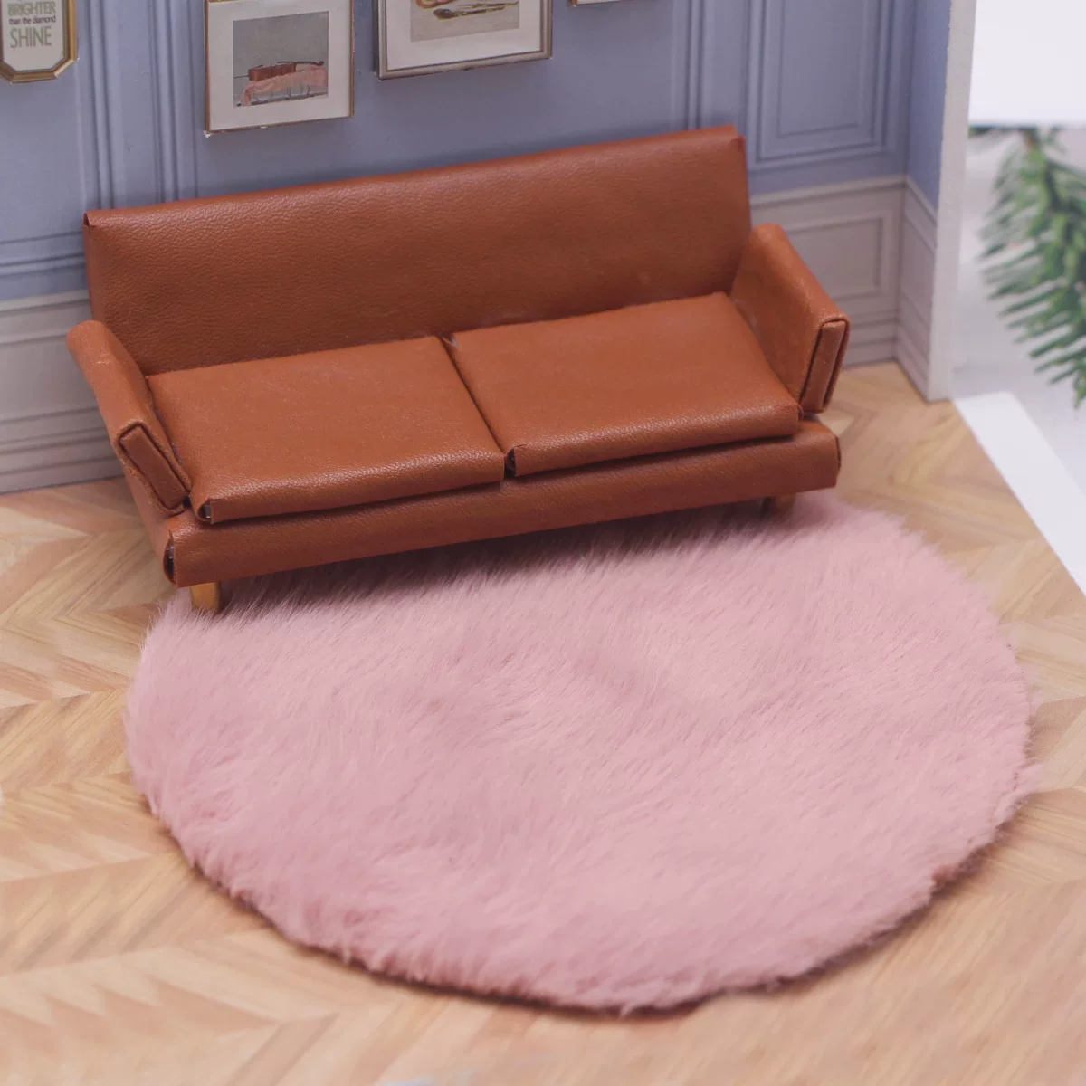 1:12 Miniature Dollhouse Plush Rug Soft Faux Fur Carpet Floor Mat for 1/6 BJD Doll Room Decor