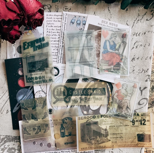 Vintage Junk Journal Ephemera Paper Pack, Textured Old Newspaper Poster Pages for TN Planners & Scrapbooking DIY Crafts