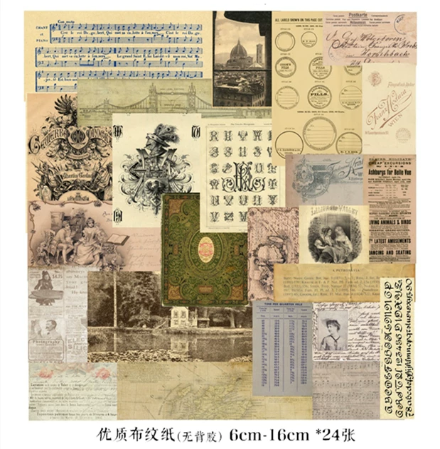 Vintage Junk Journal Ephemera Paper Pack, Textured Old Newspaper Poster Pages for TN Planners & Scrapbooking DIY Crafts