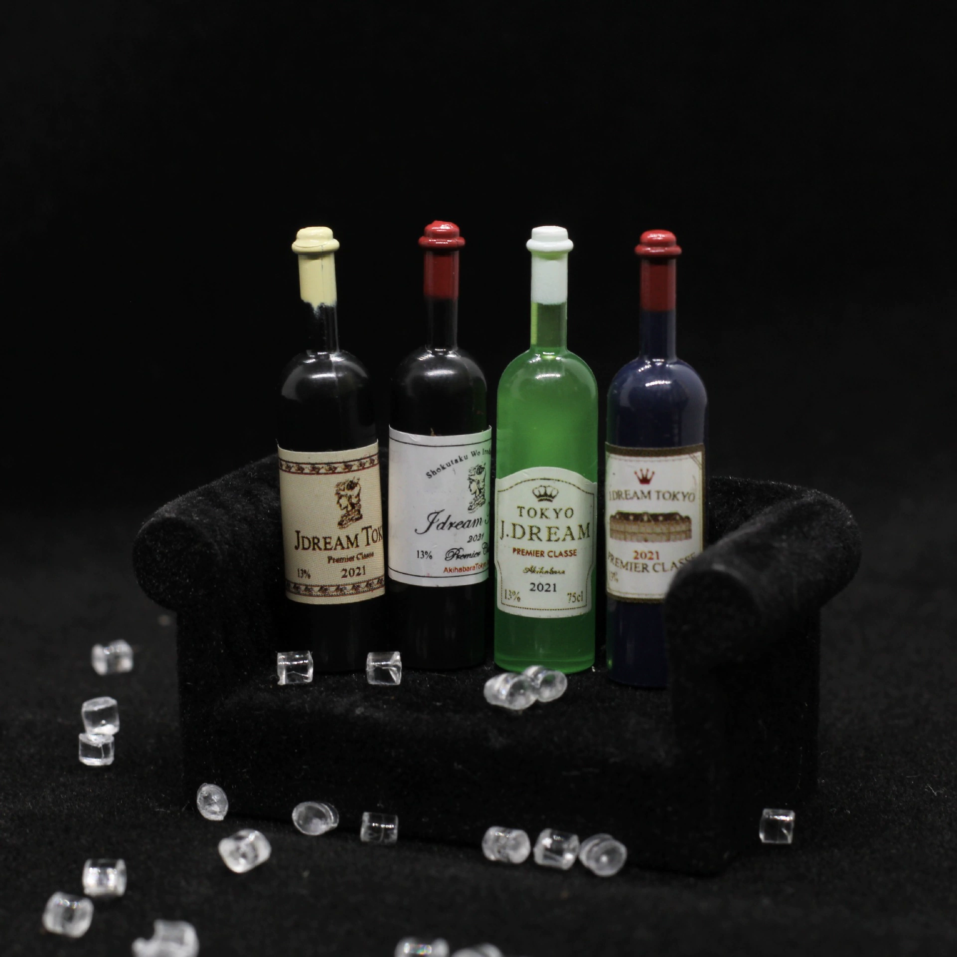 1:12 Dollhouse Miniature Wine Bottle and Goblet Glasses Set, Realistic Mini Bar Accessories for Dollhouse Kitchen Dining Scene Decor