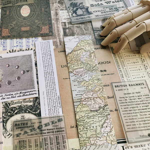 Vintage Junk Journal Ephemera Paper Pack, Textured Old Newspaper Poster Pages for TN Planners & Scrapbooking DIY Crafts