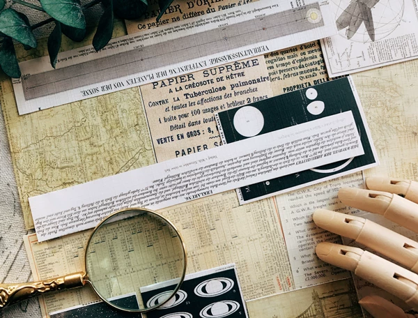 Vintage Junk Journal Ephemera Paper Pack, Textured Old Newspaper Poster Pages for TN Planners & Scrapbooking DIY Crafts