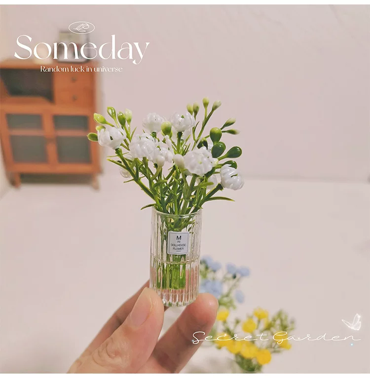 1:12 Scale Dollhouse Miniature Flower Bouquet Mini Table Potted Plant Decor
