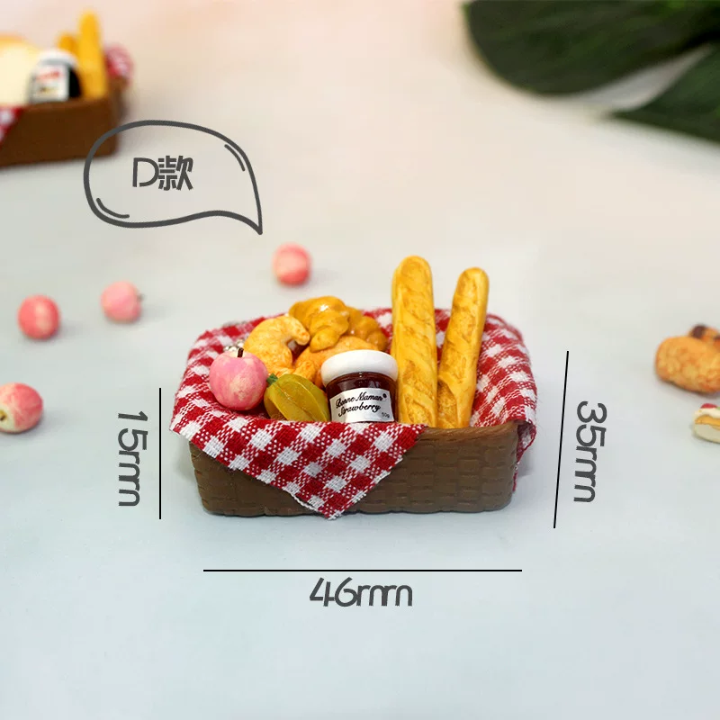 Miniature Dollhouse Bread Basket Set, 1:12 Scale Resin Mini Food Bakery Props for DIY Crafts, Kitchen Scene Decor & Micro Landscape