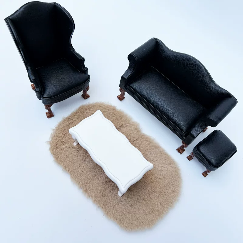 1:12 Miniature Dollhouse Plush Rug Soft Faux Fur Carpet Floor Mat for 1/6 BJD Doll Room Decor