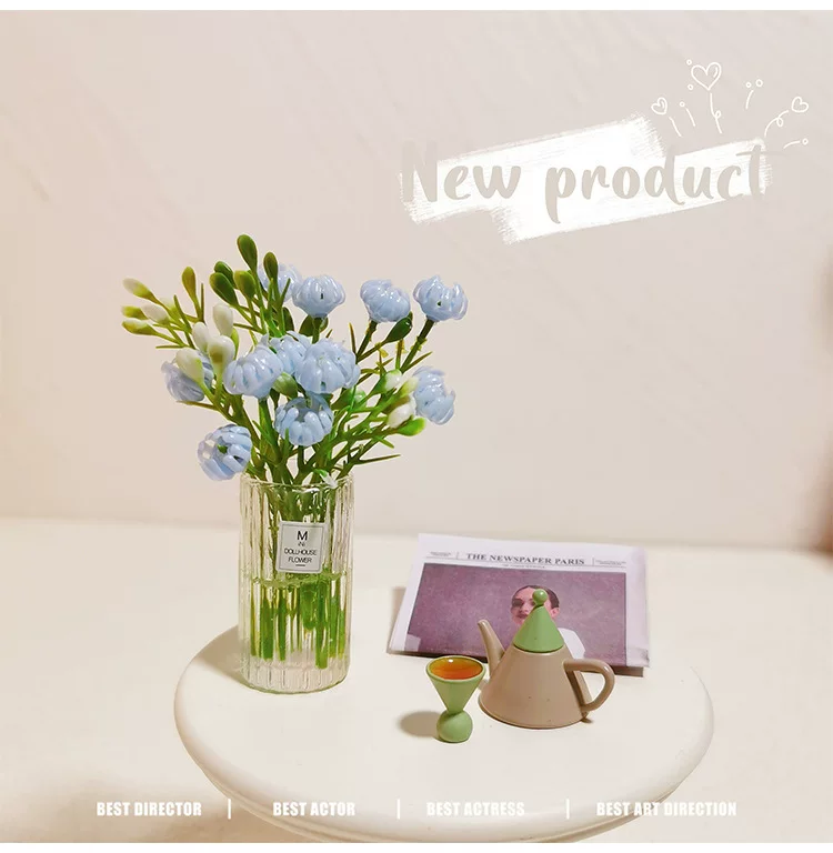 1:12 Scale Dollhouse Miniature Flower Bouquet Mini Table Potted Plant Decor