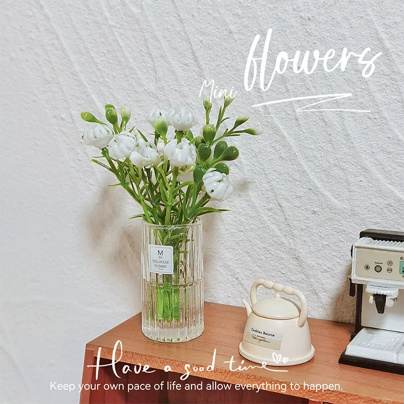 1:12 Scale Dollhouse Miniature Flower Bouquet Mini Table Potted Plant Decor