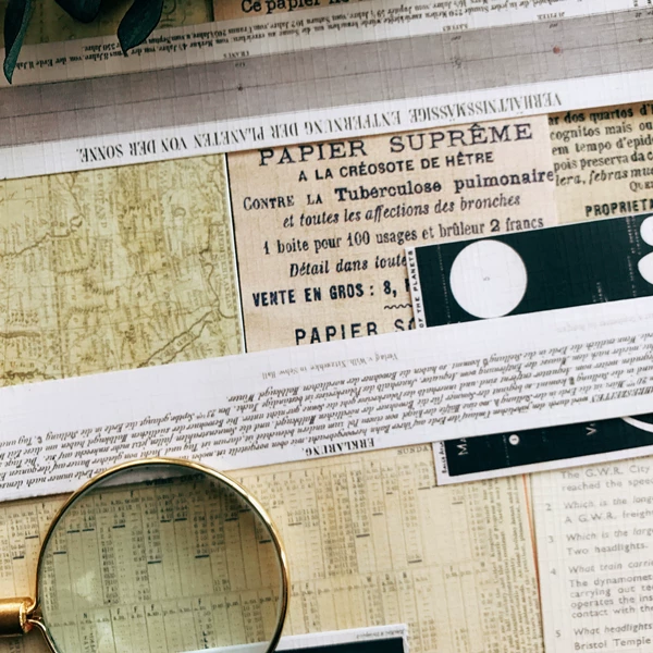 Vintage Junk Journal Ephemera Paper Pack, Textured Old Newspaper Poster Pages for TN Planners & Scrapbooking DIY Crafts