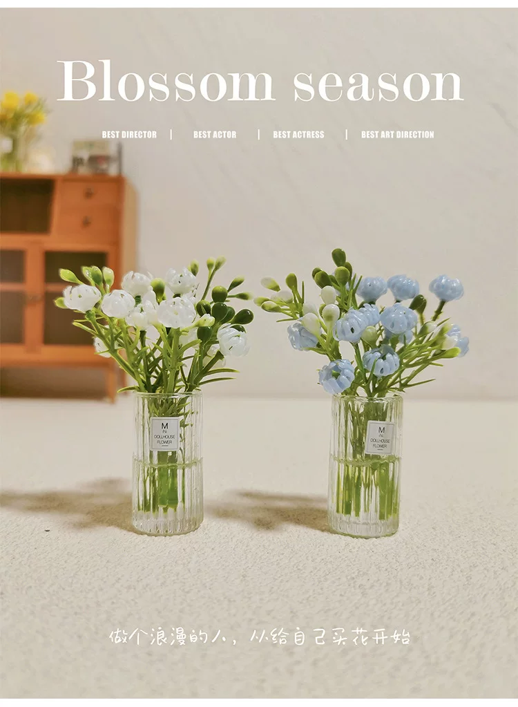 1:12 Scale Dollhouse Miniature Flower Bouquet Mini Table Potted Plant Decor