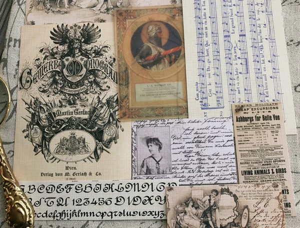 Vintage Junk Journal Ephemera Paper Pack, Textured Old Newspaper Poster Pages for TN Planners & Scrapbooking DIY Crafts