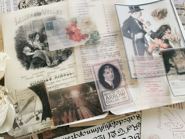 Vintage Junk Journal Ephemera Paper Pack, Textured Old Newspaper Poster Pages for TN Planners & Scrapbooking DIY Crafts