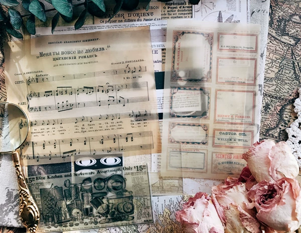 Vintage Junk Journal Ephemera Paper Pack, Textured Old Newspaper Poster Pages for TN Planners & Scrapbooking DIY Crafts