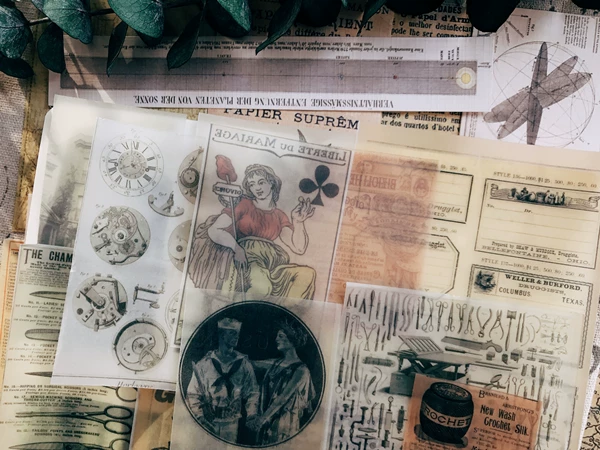 Vintage Junk Journal Ephemera Paper Pack, Textured Old Newspaper Poster Pages for TN Planners & Scrapbooking DIY Crafts