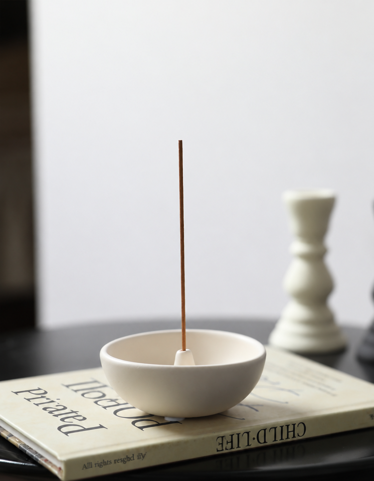 Minimalist Ceramic Incense Stick Holder Bowl, Japanese Zen Ash Catcher Incense Burner