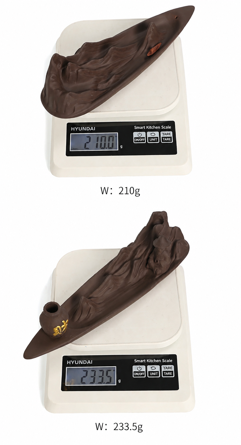 Jingchen Zen Mountain Boat Backflow Incense Burner – Handcrafted Purple Clay Waterfall Smoke & Stick Holder