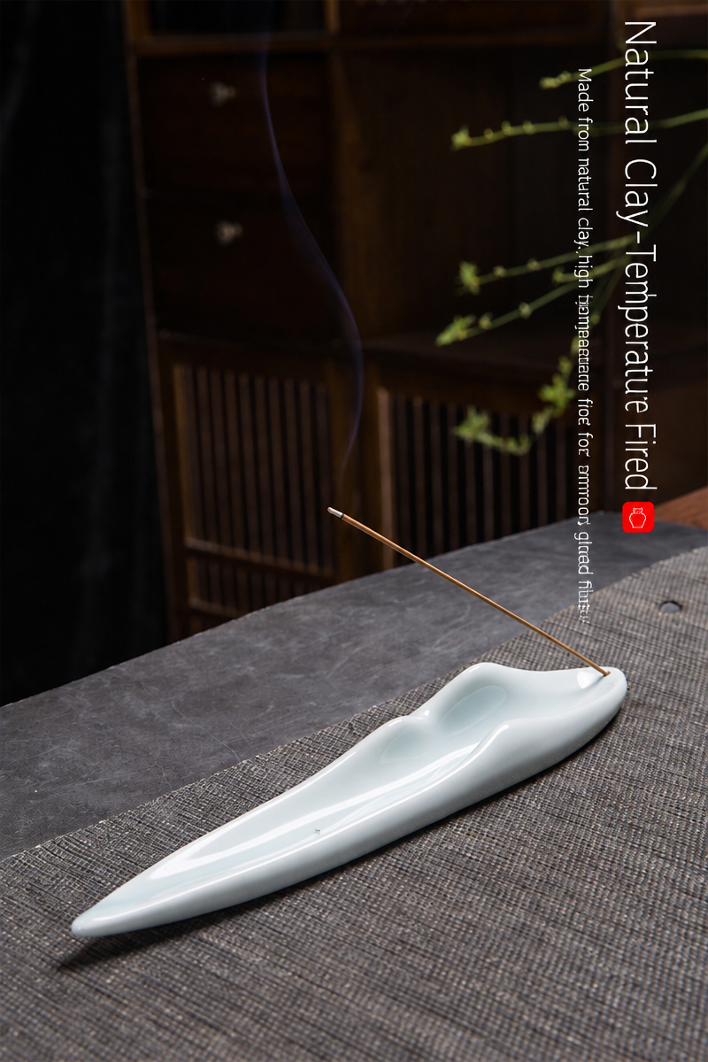 Minimalist Ceramic Incense Stick Holder - Zen Boat & Mountain Ash Catcher Tray