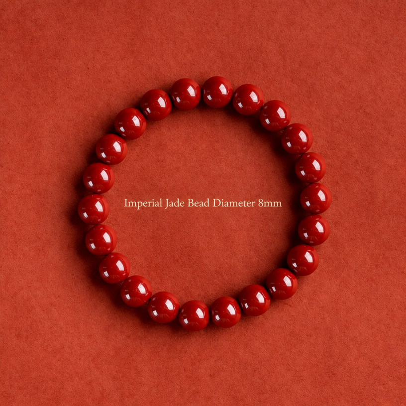 Natural Red Cinnabar Beaded Bracelet - Auspicious Protection & Good Fortune Meditation Jewelry