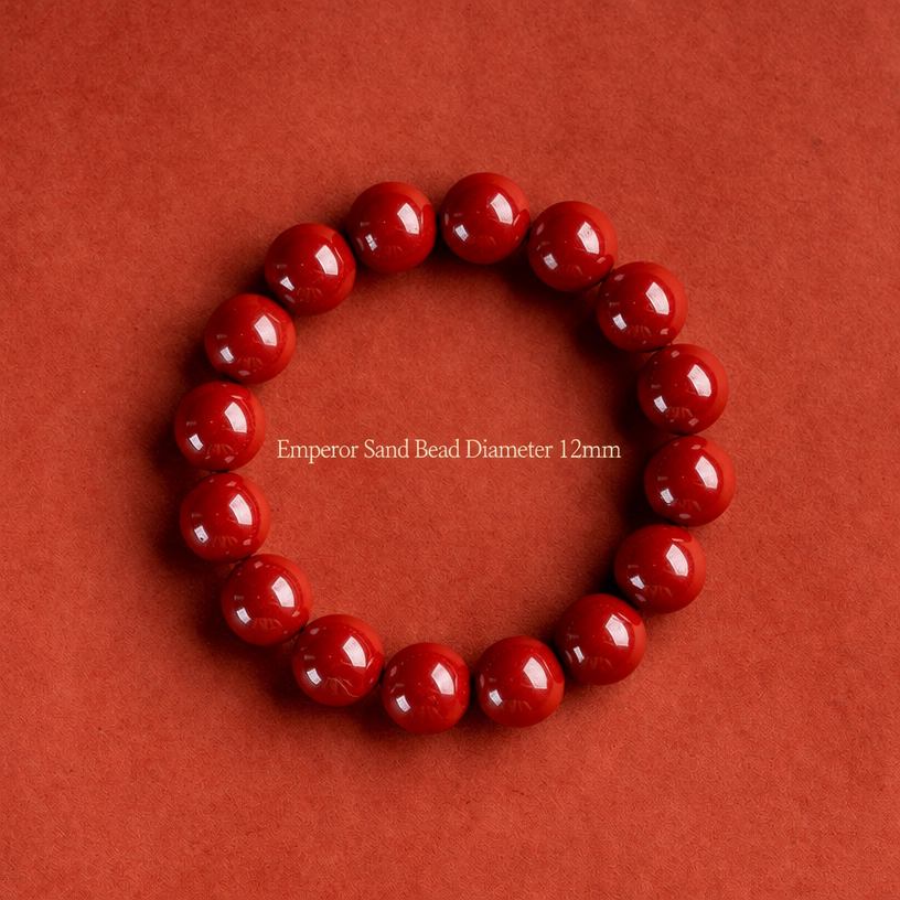 Natural Red Cinnabar Beaded Bracelet - Auspicious Protection & Good Fortune Meditation Jewelry