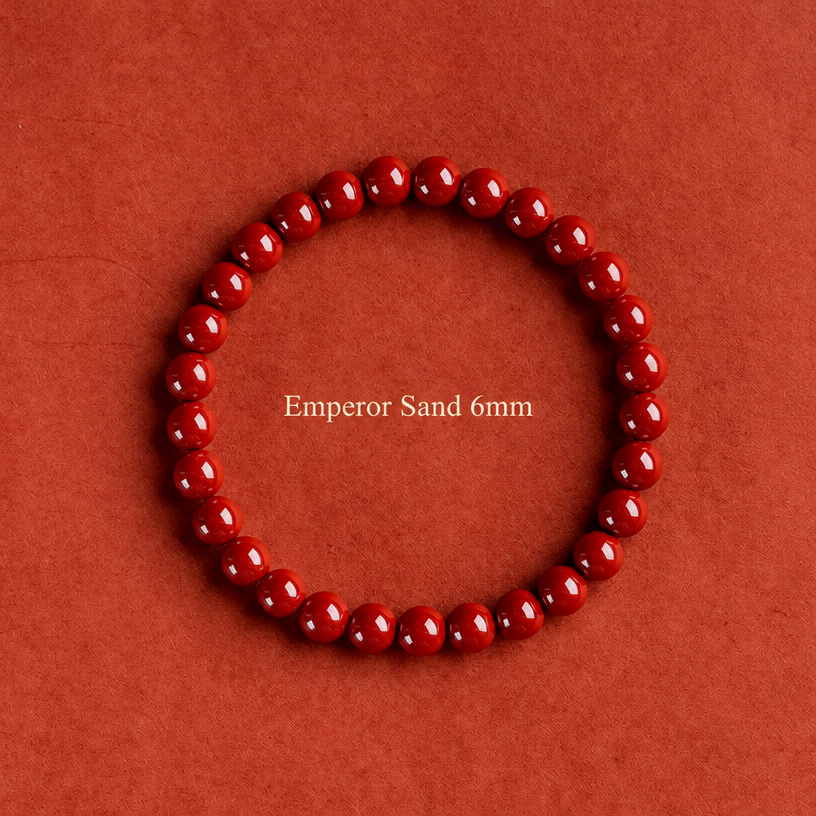Natural Red Cinnabar Beaded Bracelet - Auspicious Protection & Good Fortune Meditation Jewelry