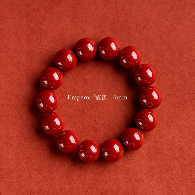 Natural Red Cinnabar Beaded Bracelet - Auspicious Protection & Good Fortune Meditation Jewelry