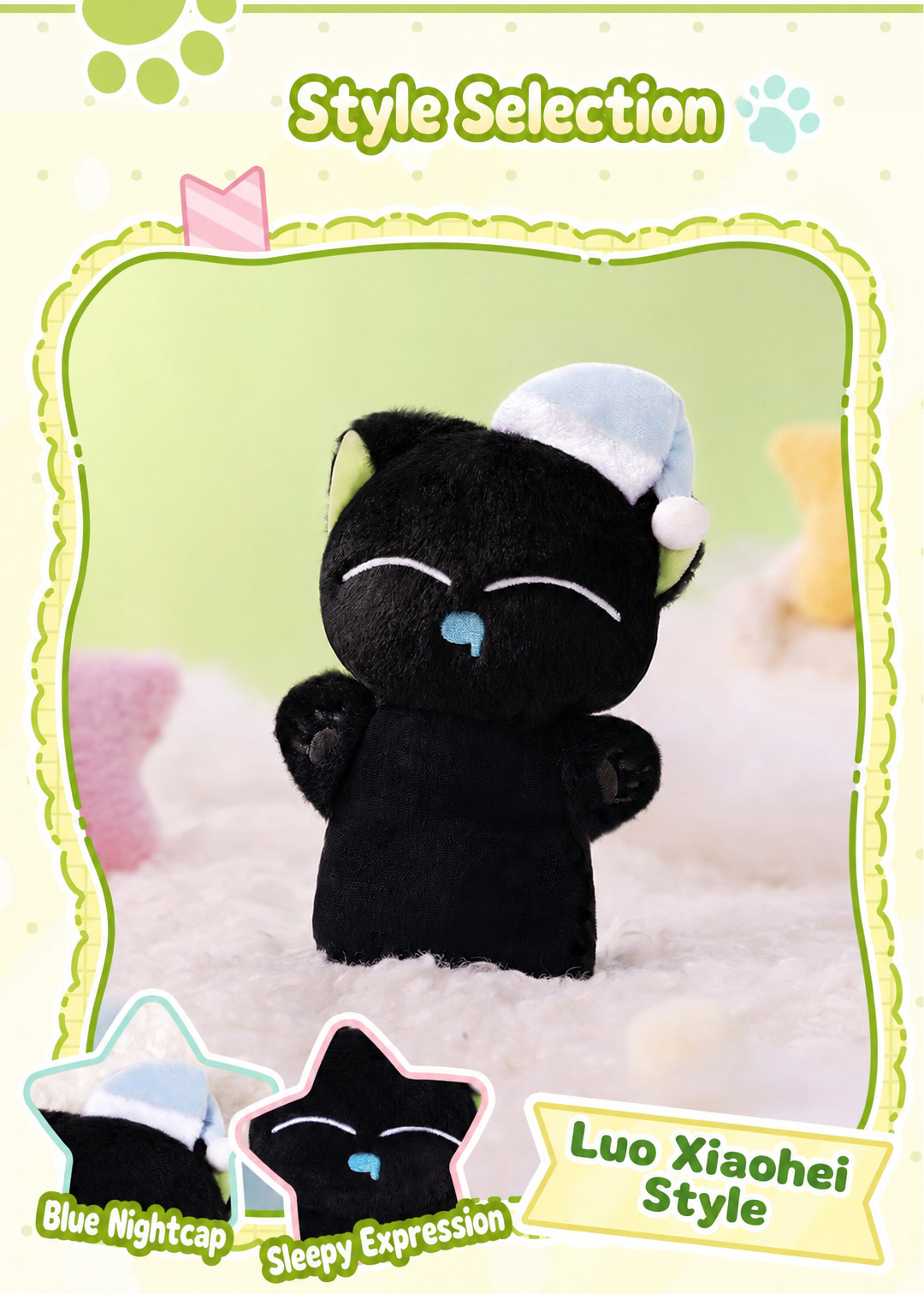 Luo Xiaohei The Legend of Hei Sleeping Cat Beanbag Plush Pendant Keychain