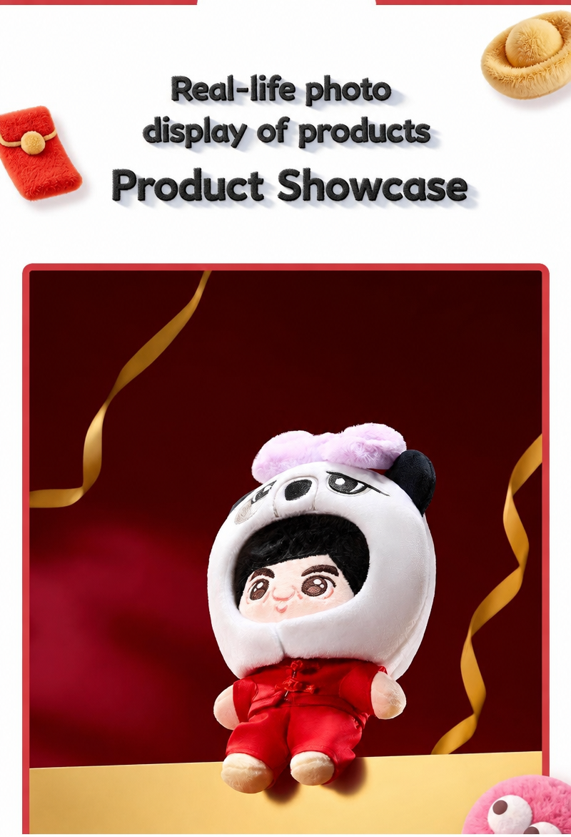 Panda Project Official Jackie Chan & Huhu 13cm Cotton Plush Doll