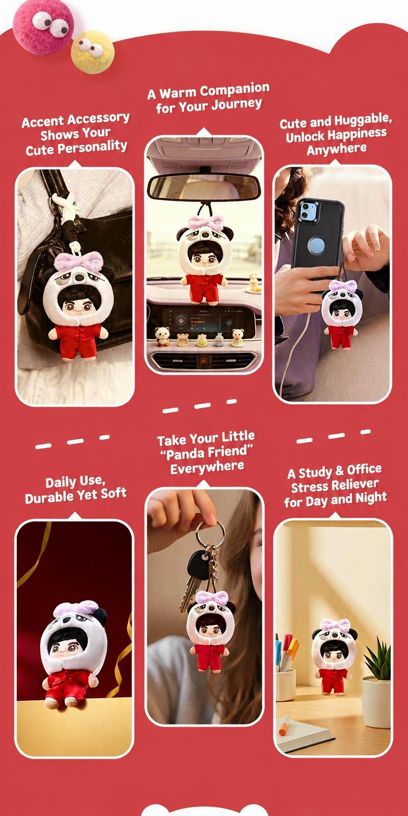 Panda Project Official Jackie Chan & Huhu 13cm Cotton Plush Doll