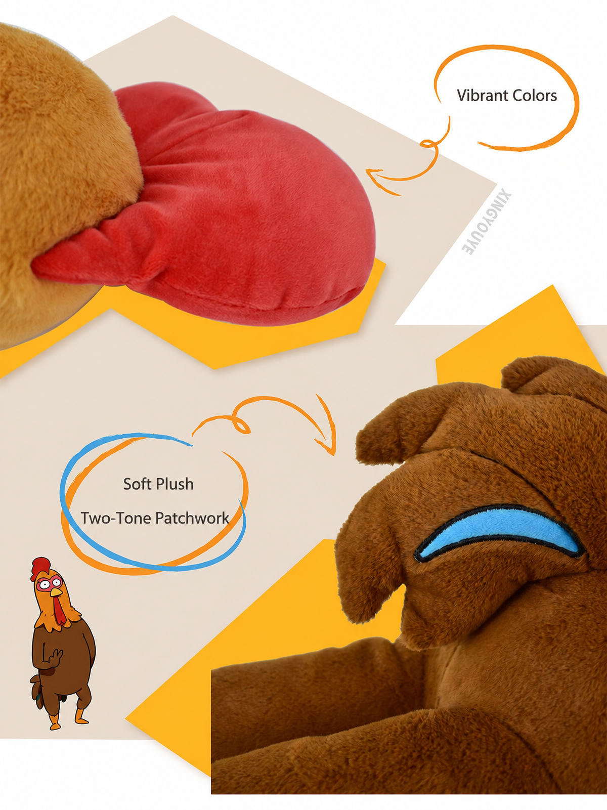 XingYouYe Rooster & Lion Plush Toy